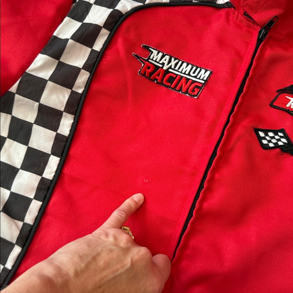 Maximum Racing Men’s Red & Black Checkered Racing Jacket - Picture 8 of 9